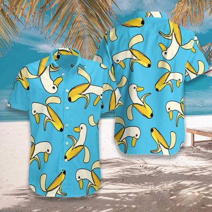 Cute Banana Duck Background Design Hawaiian Shirt,Hawaiian Shirt Gift, Christmas Gift