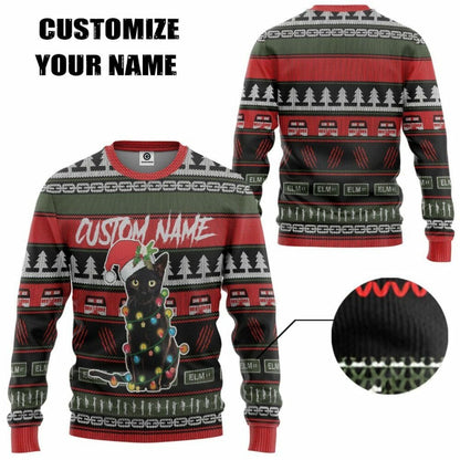 3D Custom Schwarze Katze Hässliche Weihnachten T-Shirt Hoodie Bekleidung