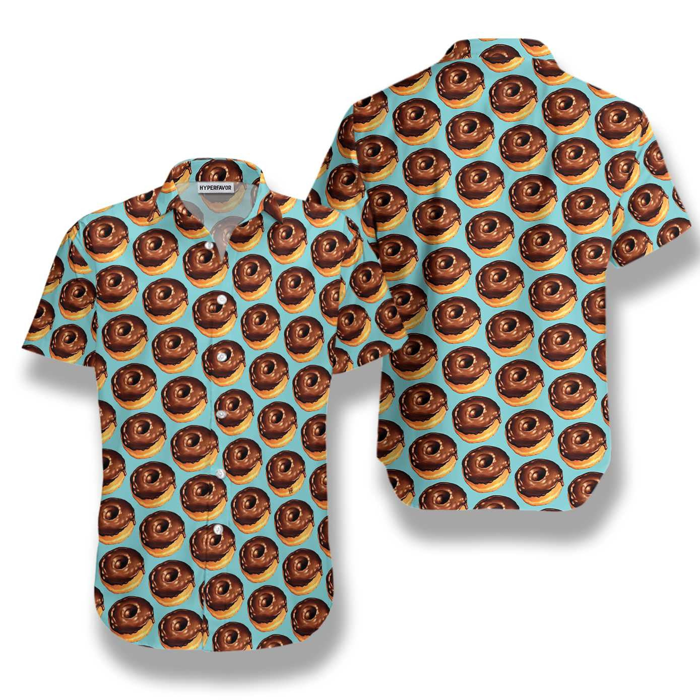 Chocolate Donuts On Light Sky Blue Design Hawaiian Shirt, Hawaiian Shirt Gift, Christmas Gift