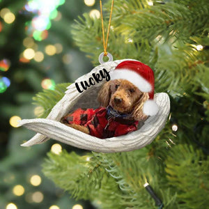 Personalized Black Poodle Sleeping Angel Christmas Flat Acrylic Dog Ornament Memorial Dog Gift, Christmas Gift