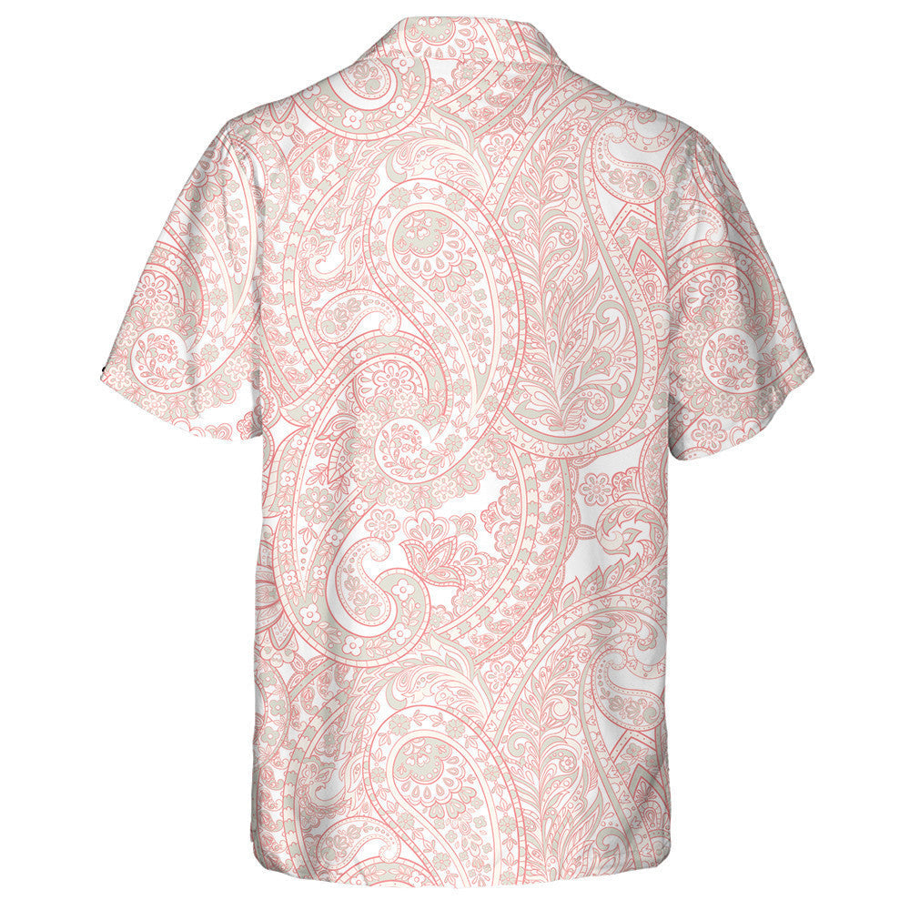 Vintage Floral Paisley Pattern Asian Textile Pink Background Hawaiian Shirt, Hawaiian Shirt Gift, Christmas Gift