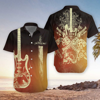 Guitar Rock And Roll Colorful Theme Design Hawaiian Shirt, Hawaiian Shirt Gift, Christmas Gift