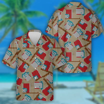 Vintage Beige Background With Flags And Uncle Sam Hats Hawaiian Shirt, Hawaiian Shirt Gift, Christmas Gift