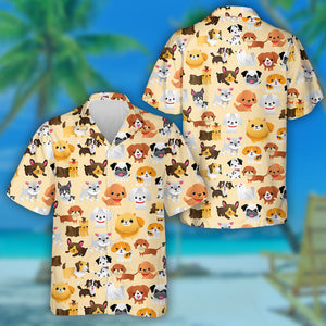 A Cartoon Of Various Super Cute Dog Background Hawaiian Shirt, Hawaiian Shirt Gift, Christmas Gift