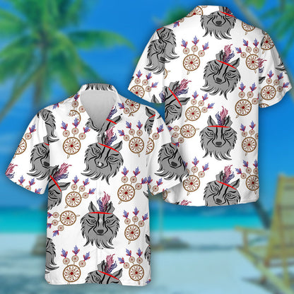 Abstract Wolf With Dream Catcher In Vintage Style Hawaiian Shirt, Hawaiian Shirt Gift, Christmas Gift