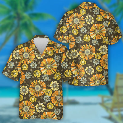 Hand Drawn Retro Style Pattern With Small Flowers Hawaiian Shirt, Hawaiian Shirt Gift, Christmas Gift