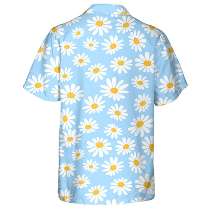 Lovely Daisy Flower Pattern On Light Blue Background Hawaiian Shirt , Hawaiian Shirt Gift, Christmas Gift
