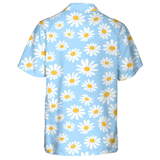 Lovely Daisy Flower Pattern On Light Blue Background Hawaiian Shirt , Hawaiian Shirt Gift, Christmas Gift