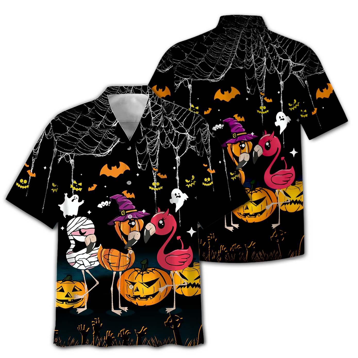Flamingo Chibi Halloween Hawaiian Shirt_ Hawaiian Shirt Gift, Christmas Gift
