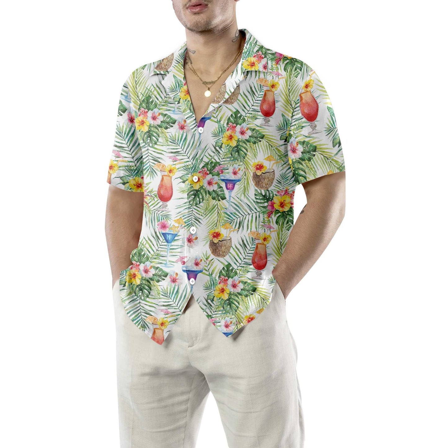 Tropical Cocktail Summer Vibe Design Hawaiian Shirt,Hawaiian Shirt Gift, Christmas Gift