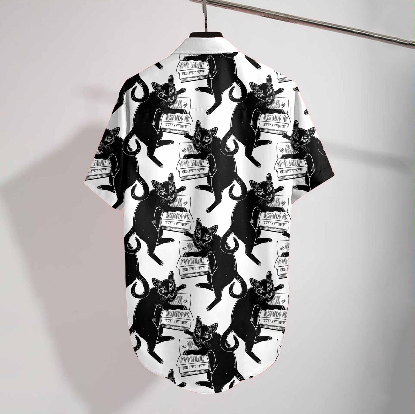 Cool Black Cat Book Design Hawaiian Shirt,Hawaiian Shirt Gift, Christmas Gift