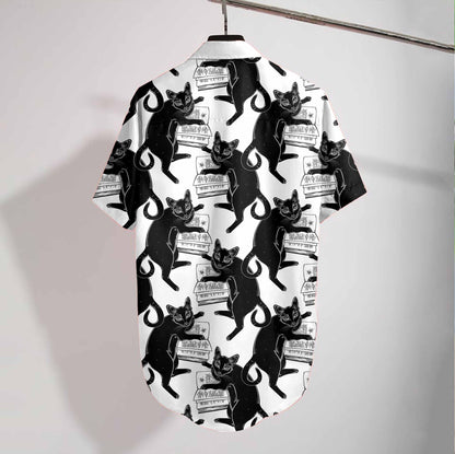 Cool Black Cat Book Design Hawaiian Shirt,Hawaiian Shirt Gift, Christmas Gift