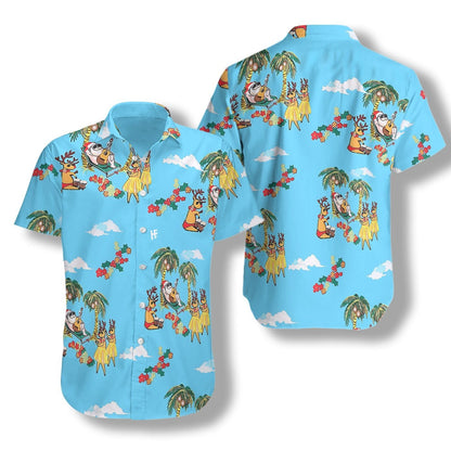 Frohe Weihnachten, Weihnachtsmann auf himmelblauem Musterdesign, Hawaiihemd, Hawaiihemd-Geschenk, Weihnachtsgeschenk.