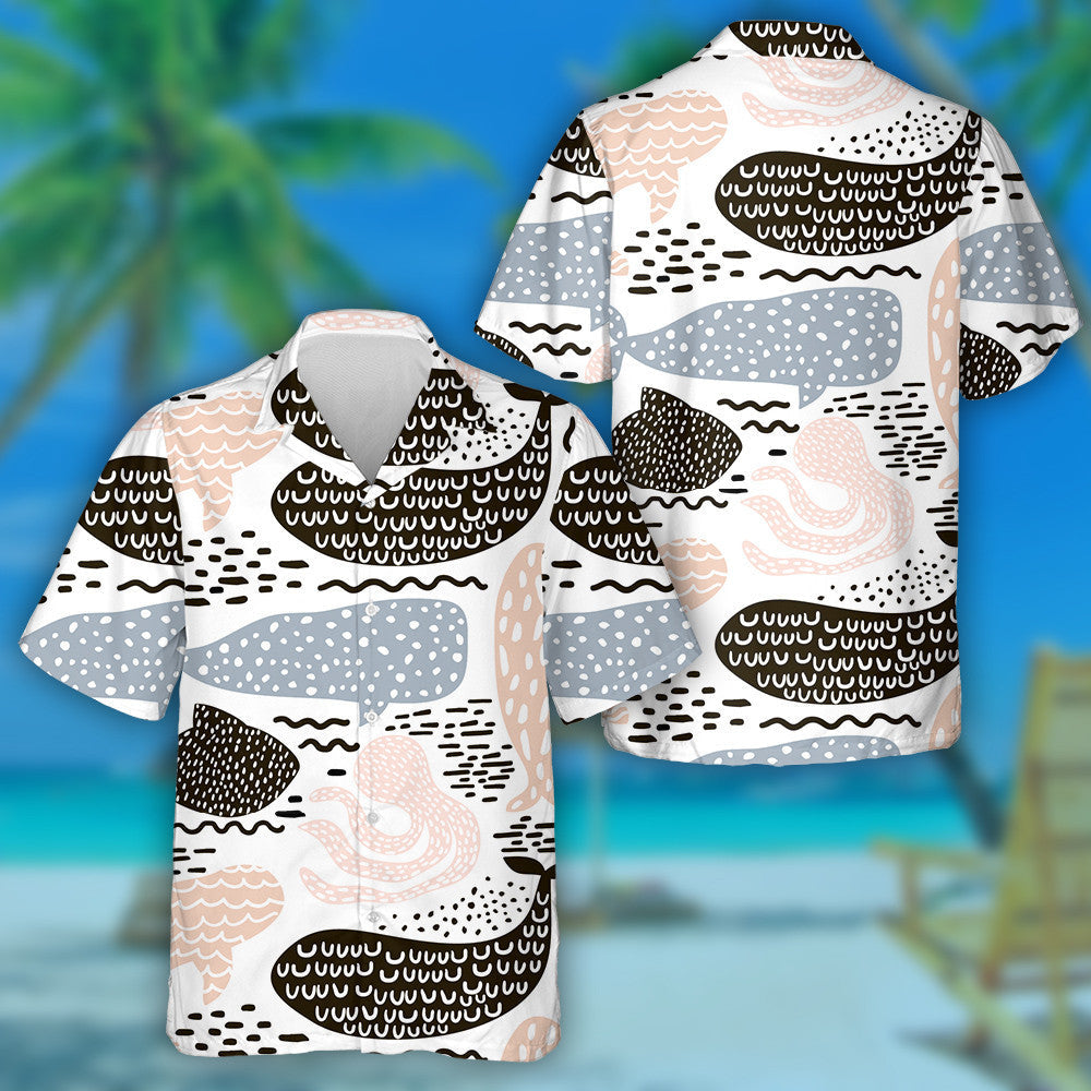 Sea Animals Fursealwhale And Octopus Pastel Color Design Hawaiian Shirt, Hawaiian Shirt Gift, Christmas Gift