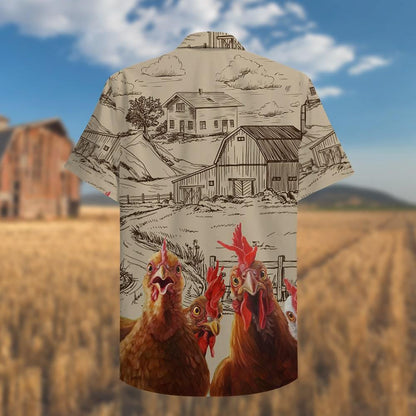 Farmer Chicken Stop Staring At My Cock Hawaiian Shirt, Hawaiian Shirt Gift, Christmas Gift