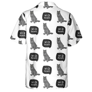 Wolf Animal With Hand Drawn Banner Hawaiian Shirt, Hwaiian For Gift