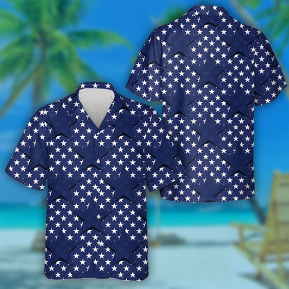 Dark Blue Stars On The American Flag Theme Hawaiian Shirt, Hawaiian Shirt Gift, Christmas Gift