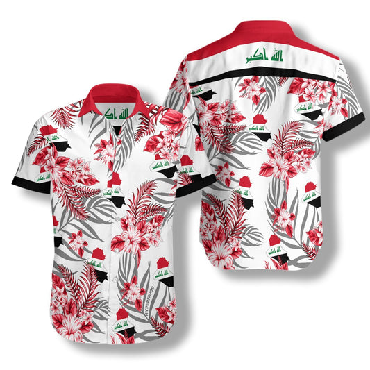 Iraq Proud With White Skin Pattern Hawaiian Shirt, Hawaiian For Gift