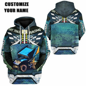 3D Dirt Track Racing Custom Name Tshirt Hoodie Apparel