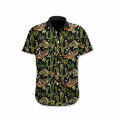 Classicskull Cactus Embroidery Design Hawaiian Shirt, Hawaiian For Gift