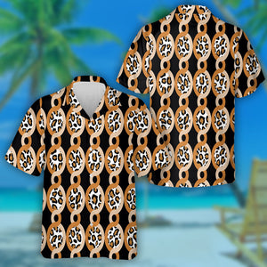 Wild African Leopard With Abstract Chain On Black Hawaiian Shirt, Hawaiian Shirt Gift, Christmas Gift