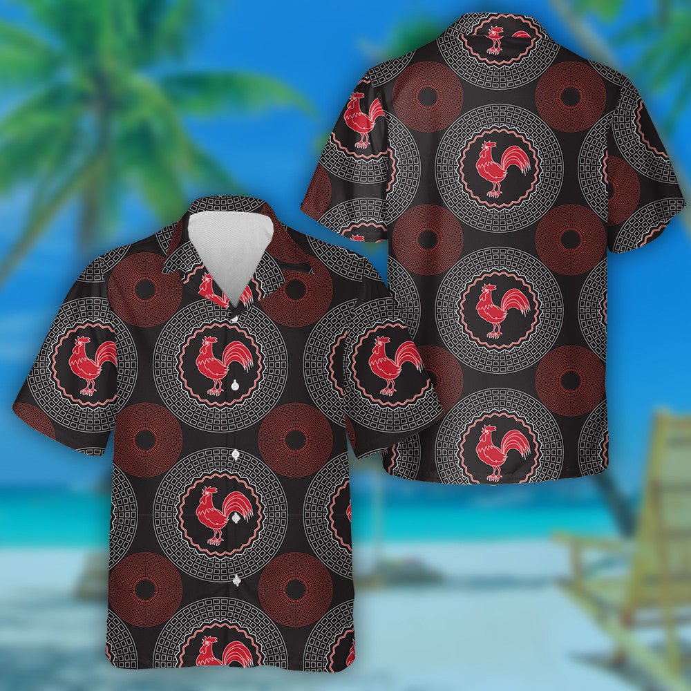 Red Chicken And The Community Circle Hawaiian Shirt,Hawaiian Shirt Gift, Christmas Gift