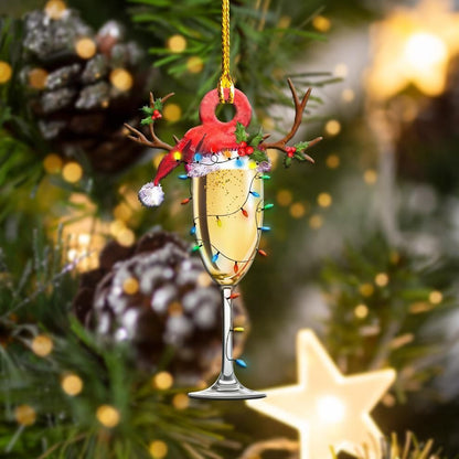 Champagne Christmas Lights Shape Ornament, Happy Christmas Ornament, Christmas Gift, Christmas Decoration