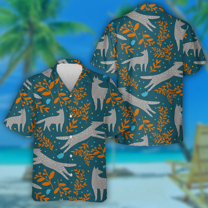 Ethnic Wolf In Vintage Style On Emerald Background Hawaiian Shirt, Hawaiian Shirt Gift, Christmas Gift