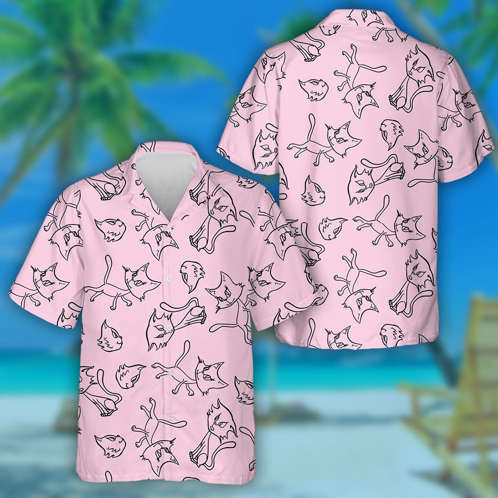 Cunning And Cute Cats On A Pink Background Hawaiian Shirt, Christmas Gift