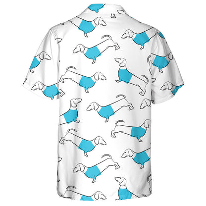 Theme Dachshund Dog In Blue Hawaiian Shirt,Hawaiian Shirt Gift, Christmas Gift