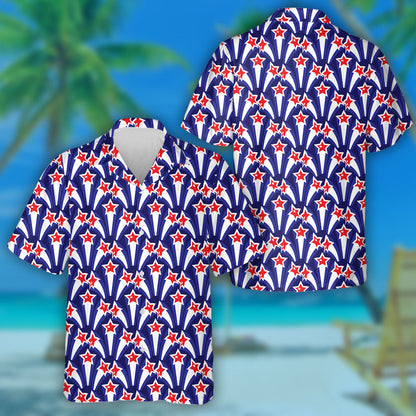 USA National Holiday Repeating Texture With Stars Hawaiian Shirt, Hawaiian Shirt Gift, Christmas Gift