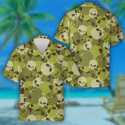 Army Camouflage Military Horror Skulls Bone Pattern Hawaiian Shirt, Hawaiian Shirt Gift, Christmas Gift