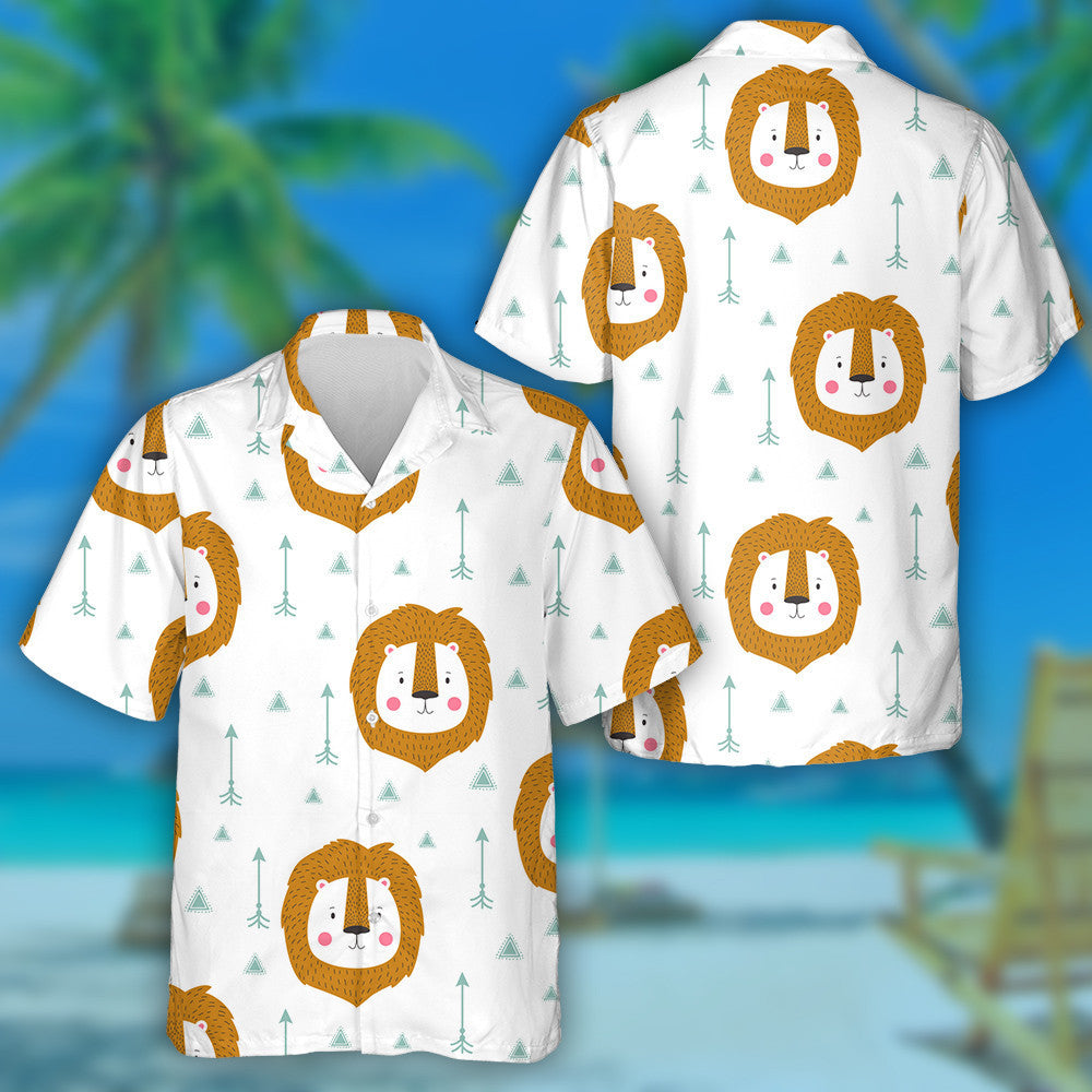 Beautiful Indian Lion With Small Triangle And Arrow Hawaiian Shirt, Hawaiian Shirt Gift, Christmas Gift