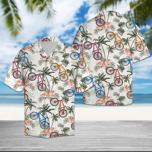 Bike Tropical And Coconut Tree Vintage Style Hawaiian Shirt, Hawaiian Shirt Gift, Christmas Gift