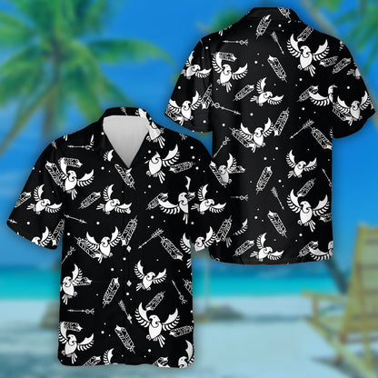 Tribal Arrows And White Eagle On Black Background Hawaiian Shirt, Hawaiian Shirt Gift, Christmas Gift