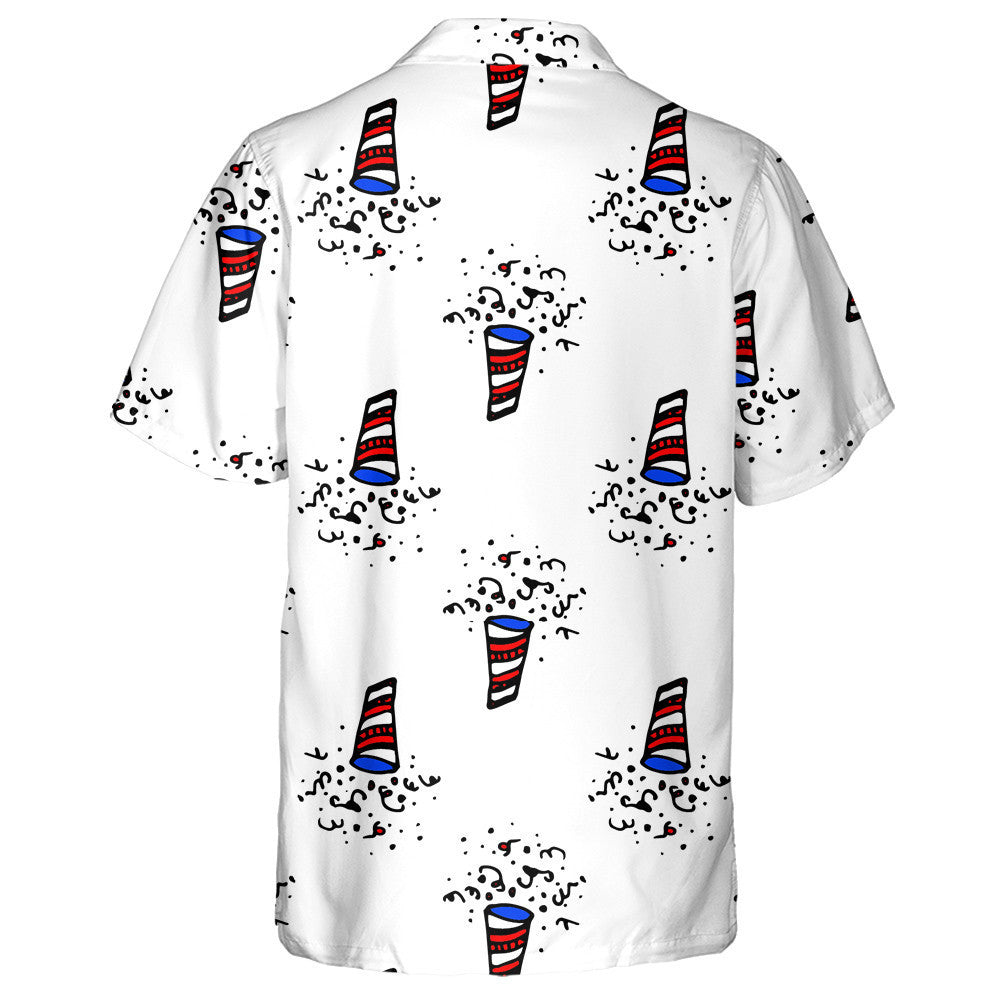 Hand Drawn Firecrackers In The Colors Of American Flag Hawaiian Shirt, Hawaiian Shirt Gift, Christmas Gift
