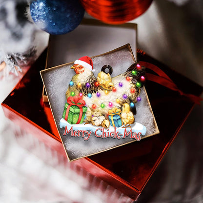 Chickmas Light Shape Ornament, Happy Christmas Ornament, Christmas Gift, Christmas Decoration