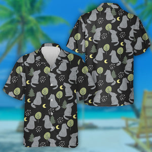 Wolf Howling At The Moon In The Forest Hawaiian Shirt, Hwaiian For Gift