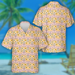 Yellow And Blue Eyes Sphinx Cat Portrait On Grey Hawaiian Shirt, Hawaiian Shirt Gift, Christmas Gift