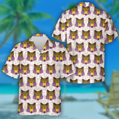 Bright Colored Abstract Polygonal Wolf Background Hawaiian Shirt, Hawaiian Shirt Gift, Christmas Gift