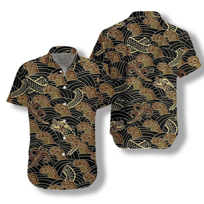 Traditional Dragon Pattern 3D All Over Printed Hawaiian Shirt, Hawaiian Shirt Gift, Christmas Gift