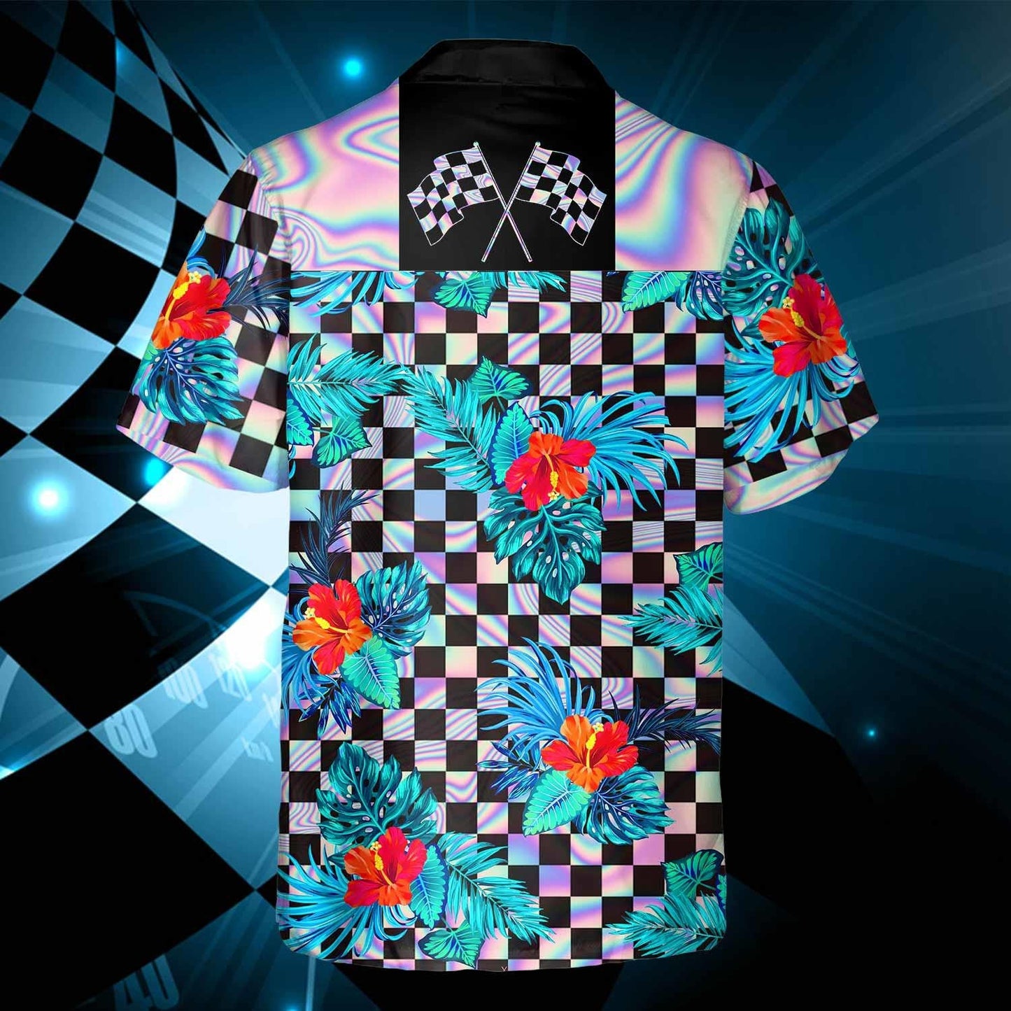 Dirt Track Racing Checkered Flag Hawaiian Shirt,Hawaiian Shirt Gift, Christmas Gift