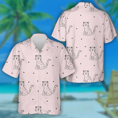 Summer Tropical With Leopard On Pink Hawaiian Shirt,Hawaiian Shirt Gift, Christmas Gift