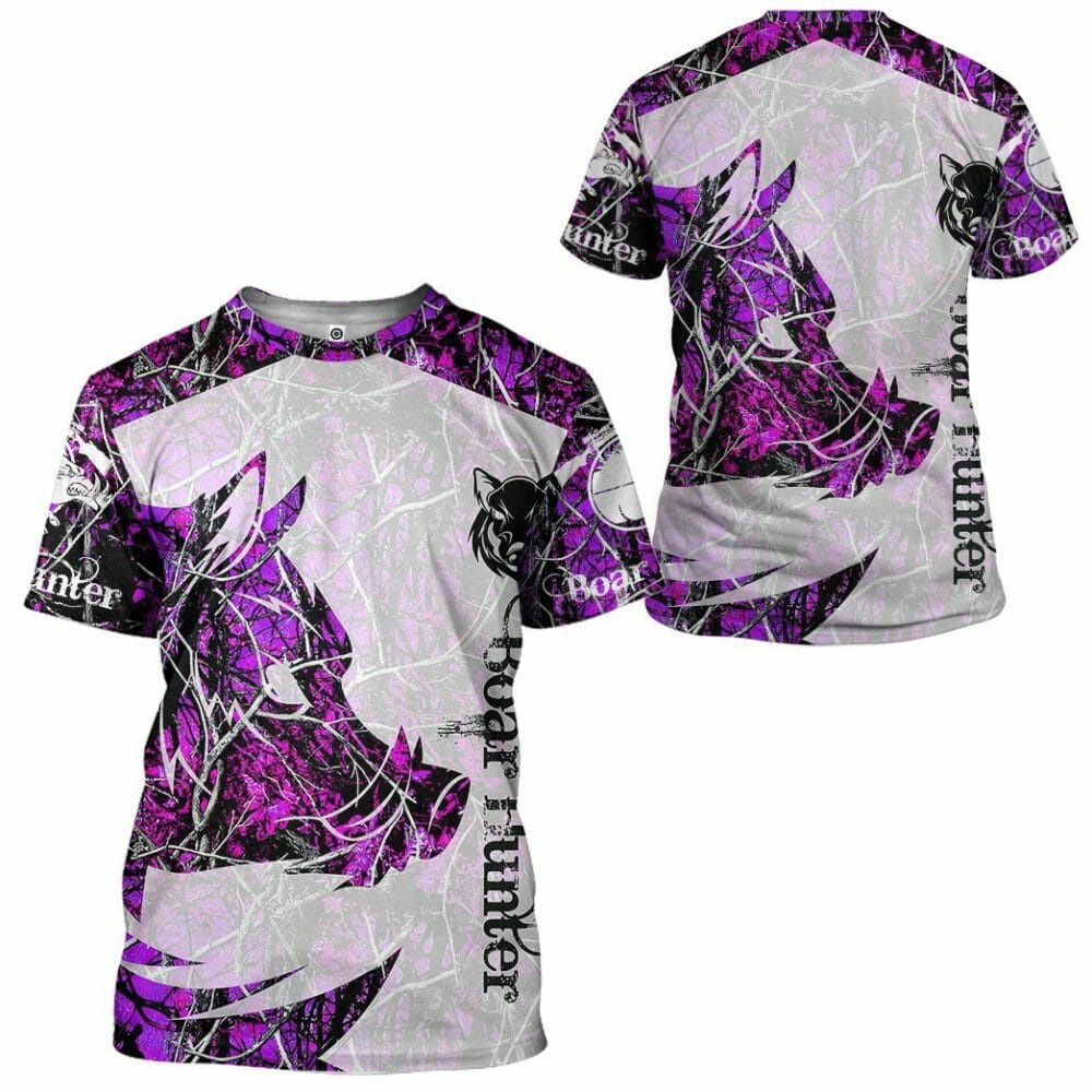3D Wildschwein Jäger Lila Benutzerdefinierte T-shirt Hoodie Bekleidung