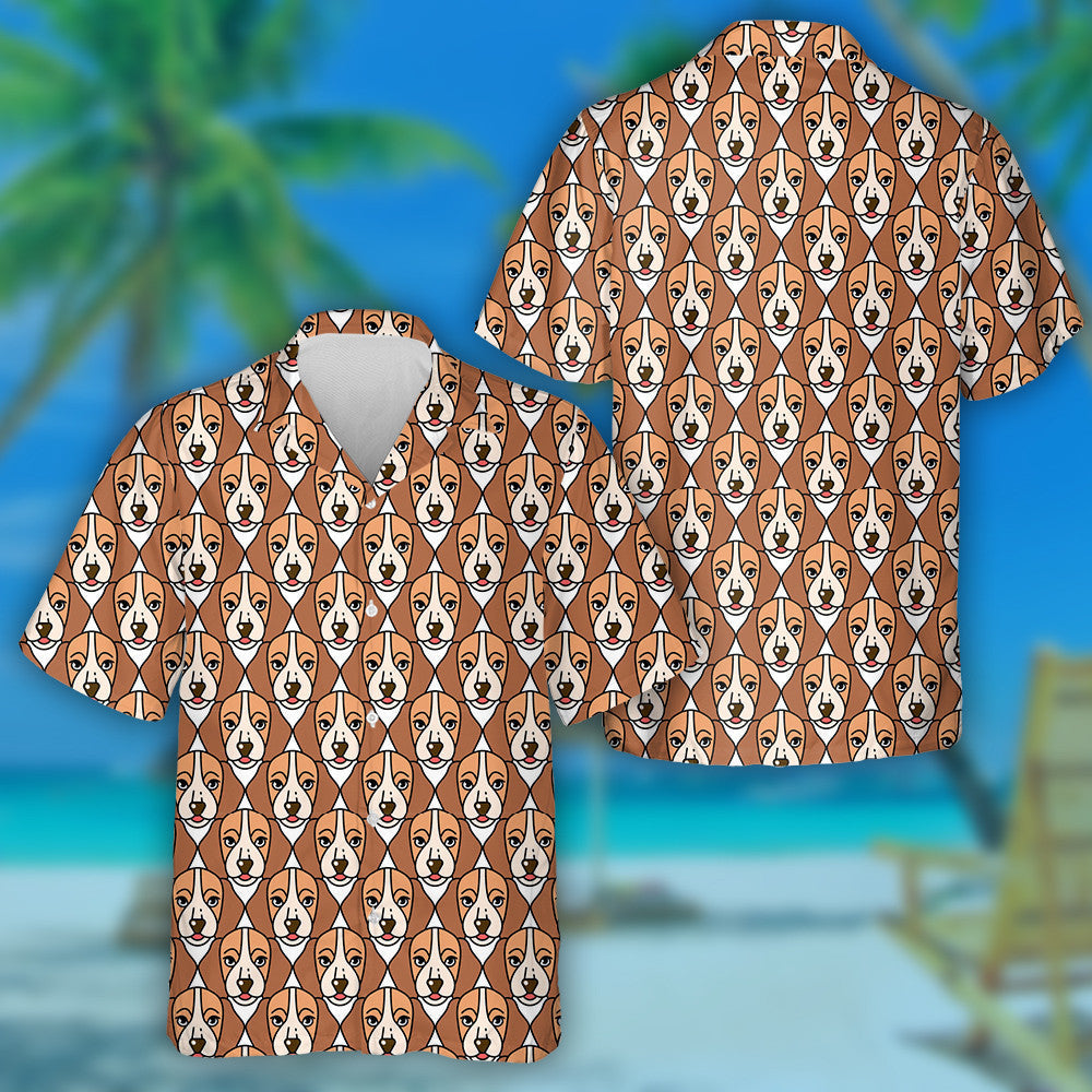 Brown Face Of Beagle Animal Design Hawaiian Shirt, Hawaiian For Gift