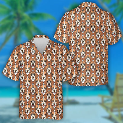 Brown Face Of Beagle Animal Design Hawaiian Shirt, Hawaiian For Gift