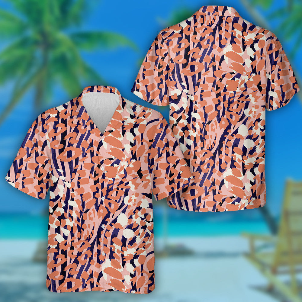 Animal Skin Leopard Spots Fur With Zebra Stripes Hawaiian Shirt, Hawaiian Shirt Gift, Christmas Gift