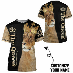 3D Lion Queen Custom Name Tshirt Hoodie Apparel