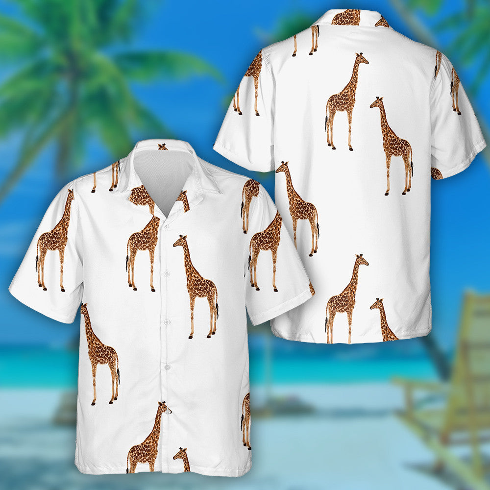 Beautiful Pattern With Giraffe Isolated On White Background Hawaiian Shirt, Hawaiian Shirt Gift, Christmas Gift