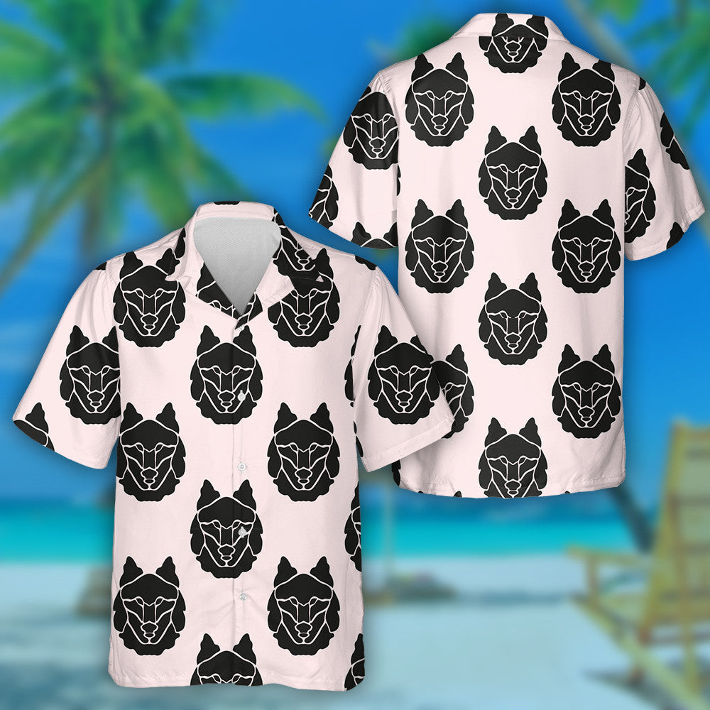 Abstract Wolf Symbols On Pink Design Elements Hawaiian Shirt, Hawaiian Shirt Gift, Christmas Gift